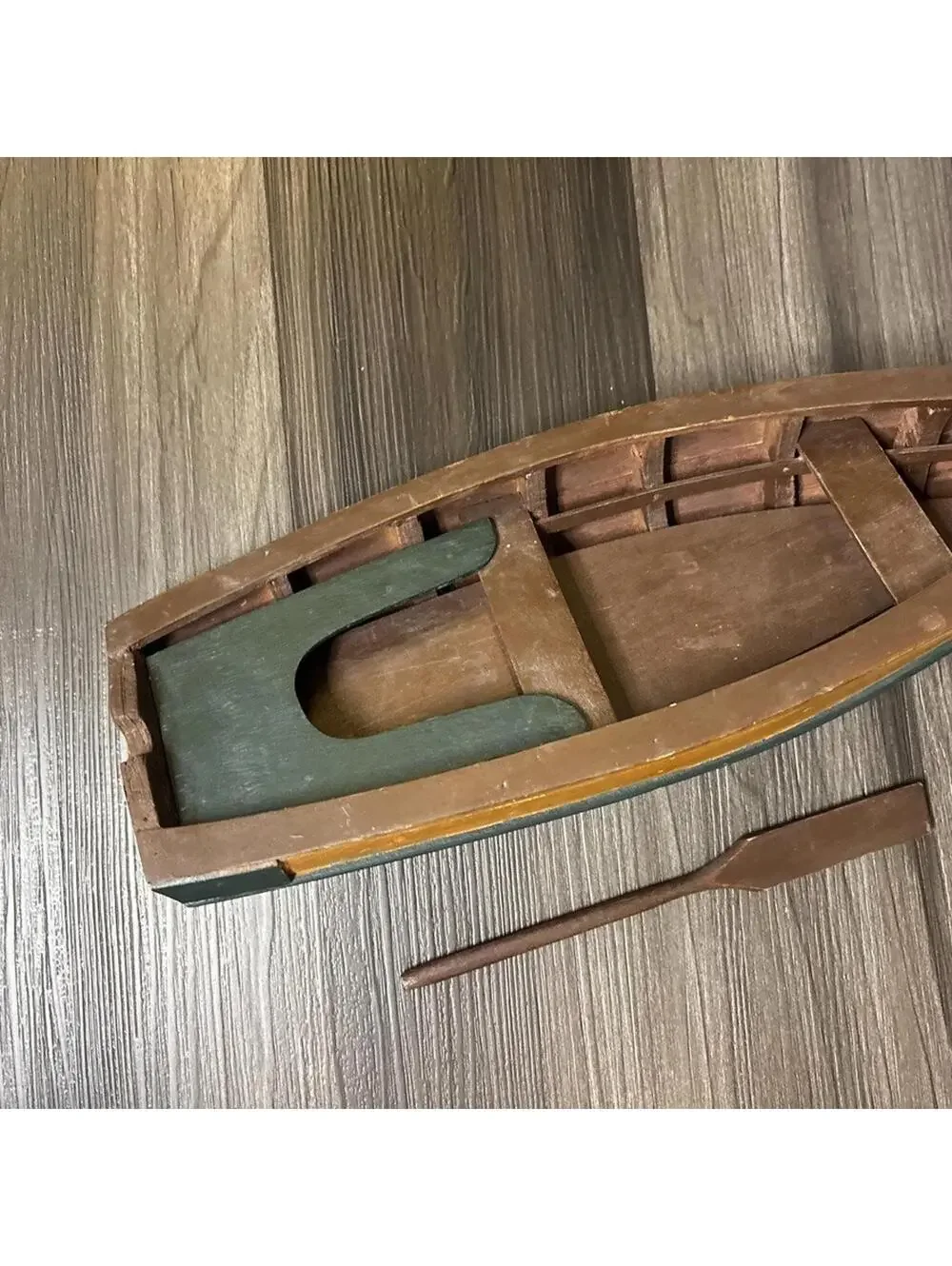 Wood Canoe Model With Paddle 15” Brown Paddle Boat